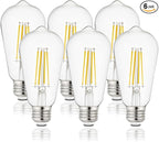 Depuley LED Light Bulbs E26: Chandelier Lights Bulb 6W Equivalent 60W - Edison Vintage Bulbs Daylight 5000K ST58 Clear Glass Bulb 800LM 80+CRI Non-Dimmable 6-Pack