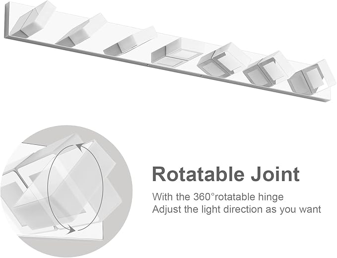 Ralbay 46" Modern LED Chrome Vanity Lights 7 Lights Acrylic Stainless Steel LED Vanity Light Fixtures Chrome Bathroom Lighting Over Mirror