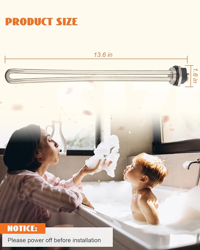 100108283 Water Heater Element Fit for AO Smith ECT 52 55 66 80 120, ECS 30 40 50, ECLN ELJN ECJN 40, ECL 30 50, E6 Electric Water Heater, Replaces 100108284 9000092015 9000092045, 4500W 240V