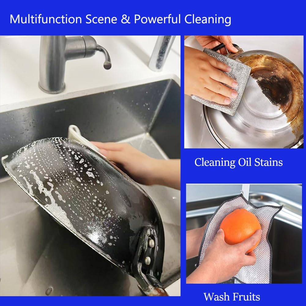 10 PCS Non Scratch Wire Dishcloth, Upgrade 3-Layer Dish Cloth, Premium Scrubbing Multipurpose Wire Dishwashing Rag, Kitchen Cleaning, Scrubs Dishes, Sinks Cleans, Home Essentials