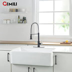 GIMILI Touchless Kitchen Faucet with AC Adapter, Smart Motion Sensor Activated Hands-Free Single Handle Faucet for Kitchen Sink with AC Adapter, Matte Black&Brushed Nickel