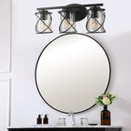 mavcadonf 3-Lights Bathroom Vanity Lights, Bathroom Light Fixtures Over Mirror, Matte Black Vanity Light, Farmhouse Wall Lights with Clear Glass Shade, Bathroom Wall Lamp for Mirror Kitchen Bedroom