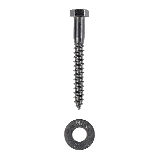 5/16 x 3 (50 Pack) Lag Screw Kit, 50 Screws and 50 Washers, Ceramic Black Ruspert Coating for Exterior Use, Meets ASTM A307 and ASME B18.2.1, Industrial/Commerical Grade by Makers Bolt