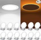 ZYC Recessed Lighting 6 Inch - 12W 1100LM LED Recessed Ceiling Light with Night Light,2700K/3000K/4000K/5000K/6000K Selectable Ultra-Thin Lighting,Dimmable Canless Wafer Downlight,Pack of 12（White）.