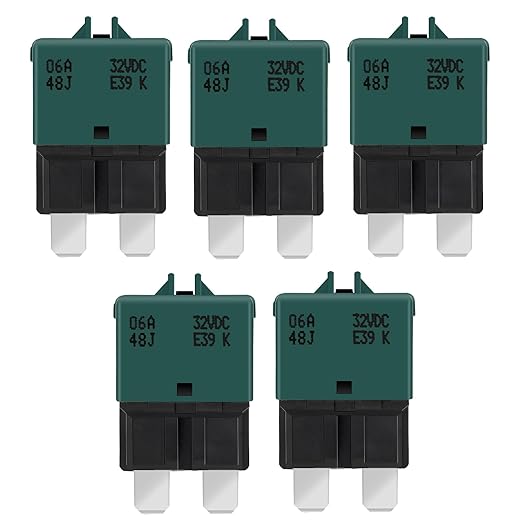 GLOSO Circuit Breaker E39 (T3) Manual Reset Fuse for Car Truck RV Automotive Marine Boat Trolling Motor & Custom Wiring Audio Battery Protection/Low Profile ATC/ATO (6A - 5 Pack)