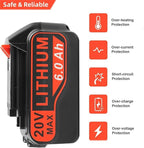 ARyee 20V 6.0Ah Replacement for Black and Decker 20V Lithium Battery Compatible with Black & Decker 20V Lithium Battery LB20 LBX20 LBXR2020 LB2X4020-OPE LBXR20-OPE Cordless Power Drill Driver Tools