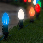 25 Pack Multicolor C7 Christmas Lights Replacement Bulbs Vintage Ceramic Multi-Colored Light Bulbs for Christmas Tree & Indoor Outdoor Xmas Lights C7 Replacement Bulbs, E12 Base, 5W