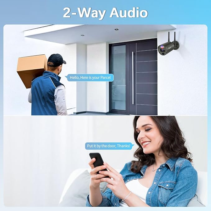 【130° Wide Angle & 2-Way Audio】 Outdoor Wireless Security Camera System, Wireless Cameras for Home Security, WiFi Video Surveillance Systems DVR Kits