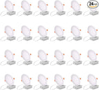 ZYC Recessed Lighting 6 Inch - 12W Ultra-Thin LED Ceiling Lights,2700-5000K Selectable,5CCT Dimmable Canless Wafer Downlight,1100LM Hight Brightness,Dimmable Can Light,Pack of 24 White.