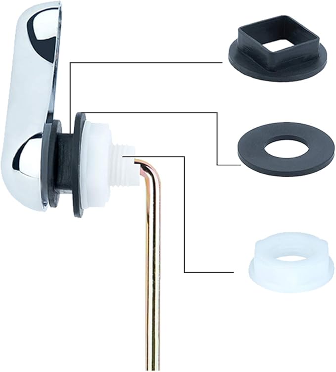Toilet Handle Replacement Kit, Universal Tank Flush Lever Handle with Stainless Steel Flapper Chains for Most Front Mount Toilets, Matte Black Finish Toilet Flush Handle (Chrome)