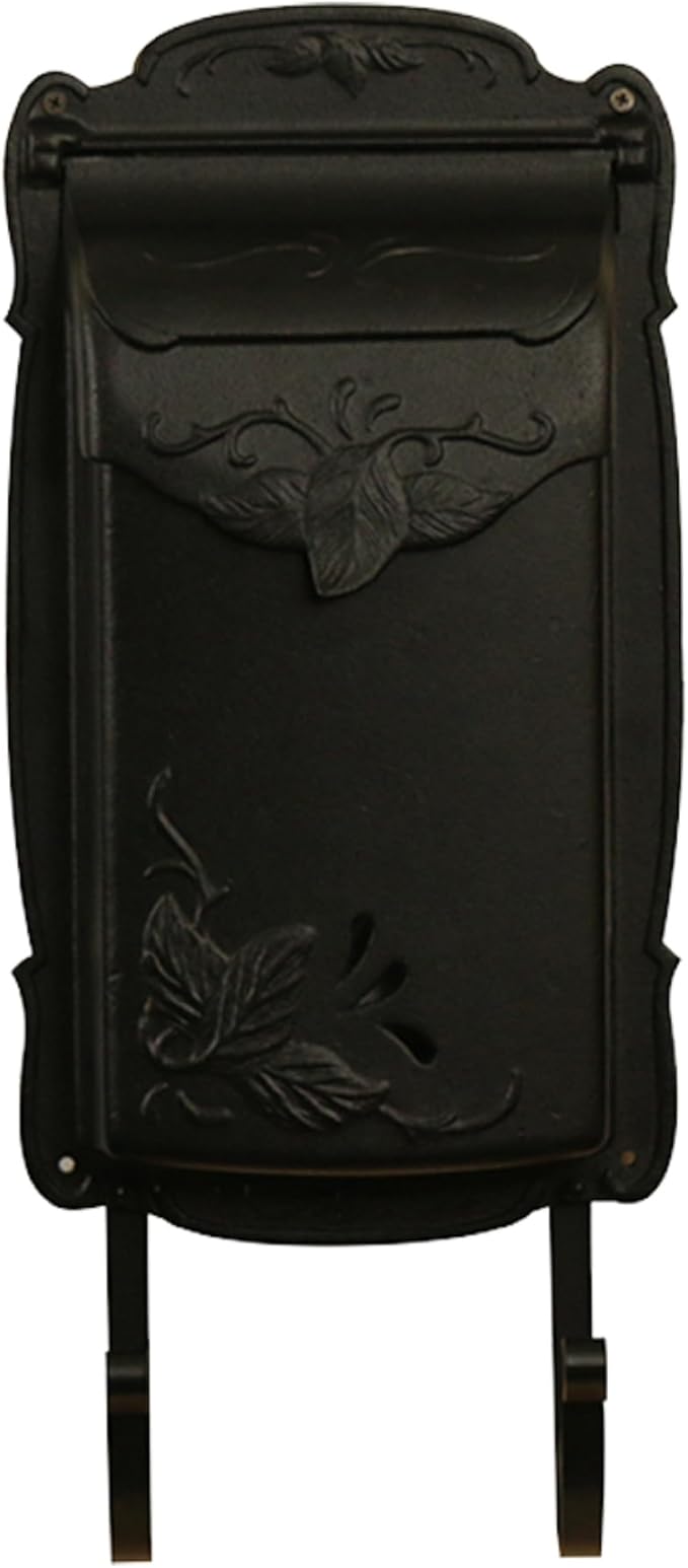 Special Lite Floral Vertical Wall Mount Mailbox - Black Cast Aluminum Mailbox for Wall Mount - SVF-1001-BLK