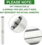 TAISHER 2PCS Stainless Steel Pipe Fittings, 1/4" NPT Female x 1/4" NPT Female Threaded, 10" Length Thickened Nipple Cast Pipe