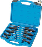 ROTATION 8-Piece Magnetic Screwdrivers Set with Nichrome tip, 4 Phillips and 4 Slotted Tips, Professional Cushion Grip Screwdriver Set with High Torque (8pc_silver tip_gloss)