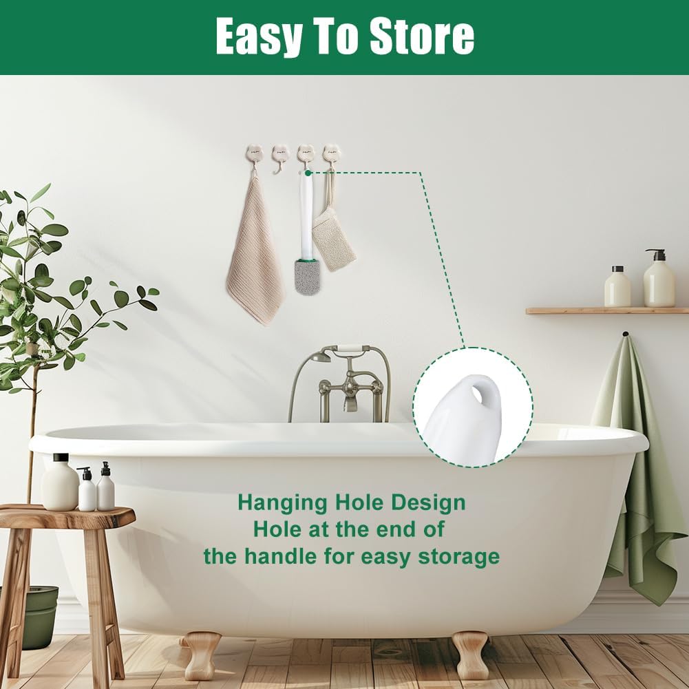 AUAUY 6 Pack Pumice Stone with Handle, Toilet Bowl Pumice Stone for Cleaning, Hard Water Toilet Ring Remover, 1 Cleaning Handle + 6 Pumice Stones for Cleaning Toilets, Bathtubs, Grills, Kitchen Sink