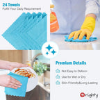 Orighty Cleaning Cloths 12x12 inch, Pack of 24, Highly Absorbent Microfiber Cleaning Supplies, Lint Free Cloths for Multiple-use, Powerful Cleaning Rags for House, Kitchen, Car Care (Blue)