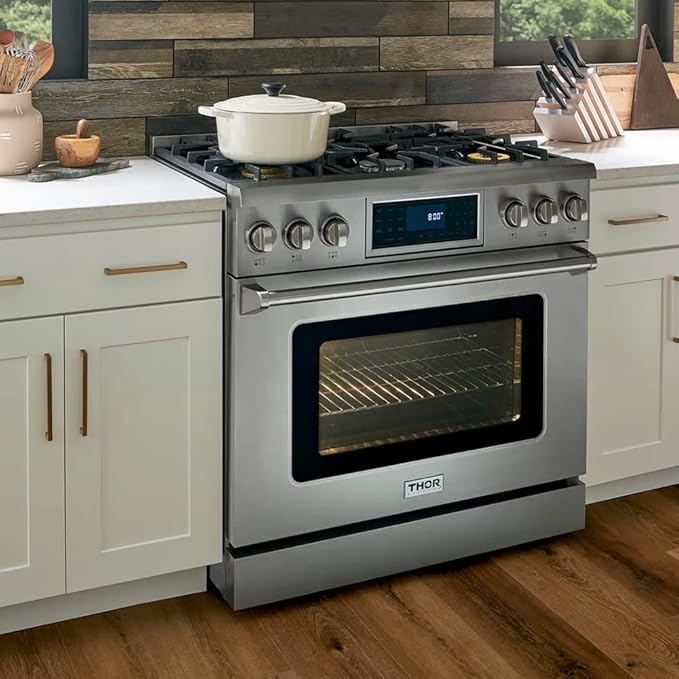 THOR Kitchen 36-Inch Gas Range with Tilt Panel and Self-Cleaning Oven in Stainless Steel - Model TRG3601