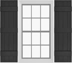 Board & Batten Vinyl Shutters (1 Pair) | 14.5"x67" (4-Board) - Black Cosmos/Paintable | Exterior Window Shutters | Includes Mounting Hardware | Simple Installation | Made in USA