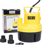 Submersible Sump Pump 1/4 HP 1500GPH Utility Pump Thermoplastic Electric Portable Transfer Water Pump with 10-Foot Cord for Pool Tub Garden Pond Draining Tankless Heater Flushing