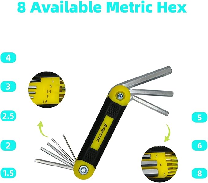 warmtree 17-Piece Folding Allen Wrench Set | Metric & SAE Sizes | 2-Pack Portable Hex Tool for Home Repair & Professional Use