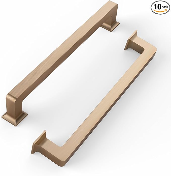 FILTA 7 Inch(177mm) Hole Centers Champagne Bronze Cabinet Pulls(Set of 10),Champagne Cabinet Pulls Zinc Alloy Kitchen Cabinet Handles Cabinet Hardware for Cabinets Cupboard Drawer