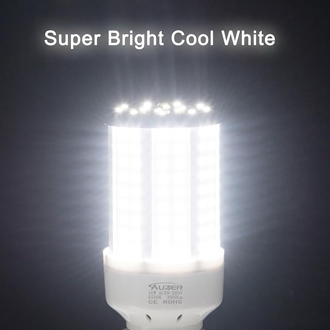 30W (200W Equivalent), Daylight, E26 Standard Base, LED Corn Light Bulb | 2-Pack