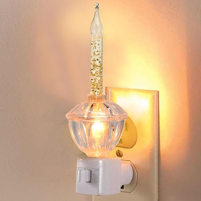 Christmas Bubble Night Light With Silver Glitter Fluid, 1 Pack, 1 Spare 5 Watt Clear Light Bulb With Gold Glitter Fluid, E12 Candelabra Base, Swivel Plug-in Base, White