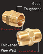 1 Inch x 1 Inch NPT Brass Hex Nipple Male Pipe Adapter, Thread OD 1-1/4", (1 Piece)