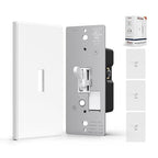AIDA Digital Toggle Dimmer Switch for Dimmable LED, CFL & Incandescent Bulbs, Single Pole/3-Way, Screwless Wall Plate Included, UL Listed, No Neutral Wire Needed, Matte White (4 Pack)