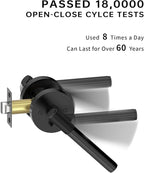 Asidrama 8 Pack Privacy Door Handles with Lock, Black Door Handles Interior for Bedroom or Bathroom, Heavy Duty Door Lever with Reversible Interior Door Handle for Left Right Sided Doors