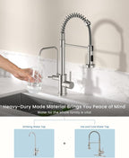 APPASO Kitchen Faucet with Drinking Water Faucet, 3 in 1 Pull Down Faucet with Purfied Water Faucet, 20 Inches High Arc Kitchen Water Filter Faucet, Brushed Nickel (Without Filtration Device)