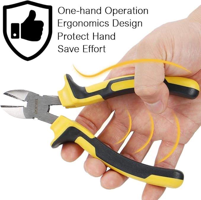 DOWELL Diagonal Cutting Pliers 6 Inch Diagonal Cutters Wire Cutters Durable Nickel Chromium Steel Construction for Electricians and Homes