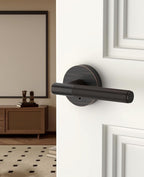 Asidrama 4 Pack Oil Rubbed Bronze Privacy Door Handles, Door Lever with Door Knobs Indoor for Bedroom or Bathroom, Heavy Duty Door Handles Interior with Locks for Left Right Sided Doors