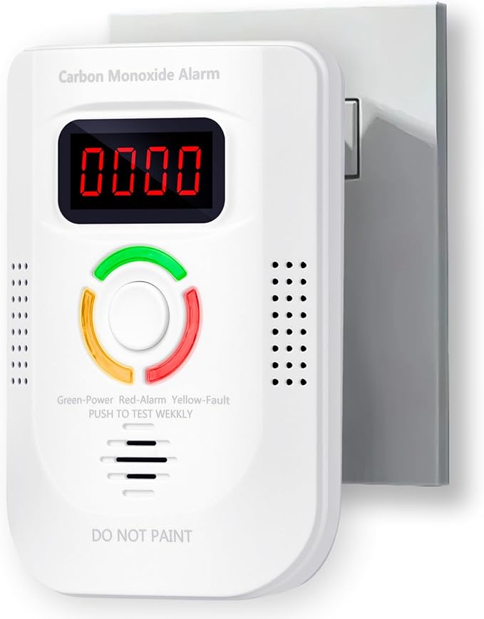 Carbon Monoxide Detectors Plug in, Alarm with Digital Display, Audible and Visual Alert, Self-Test Function for Home/Kitchen/Bedroom Co Detector
