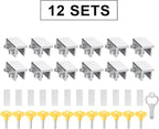 ZRFCXE Window Locks,12 Pack Sliding Window Locks with Key for Vertical & Horizontal Sliding Windows Doors,Easv to Install,Adjustable Security Window Lock for Patio Bedroom Home and Office (Silver)