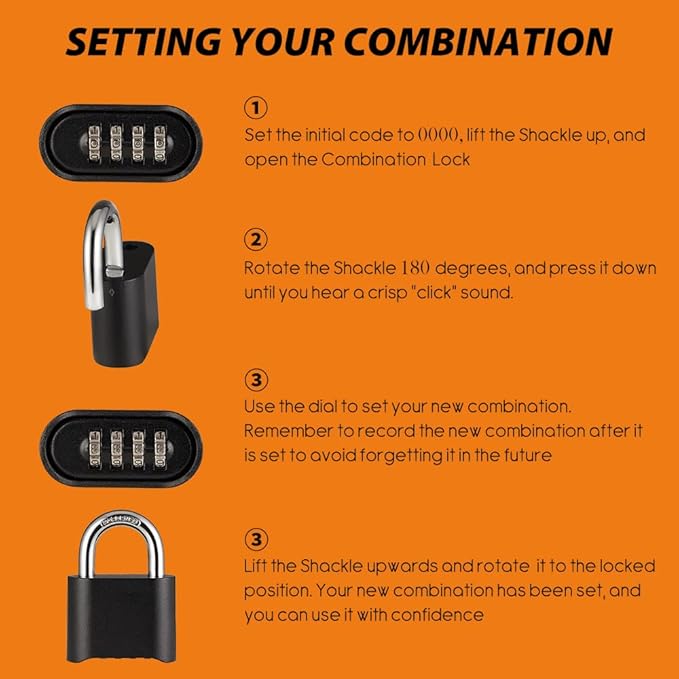 Combo Lock, Heavy Duty Outdoor Combination Lock Weatherproof, Combination Padlock for Outdoor Use