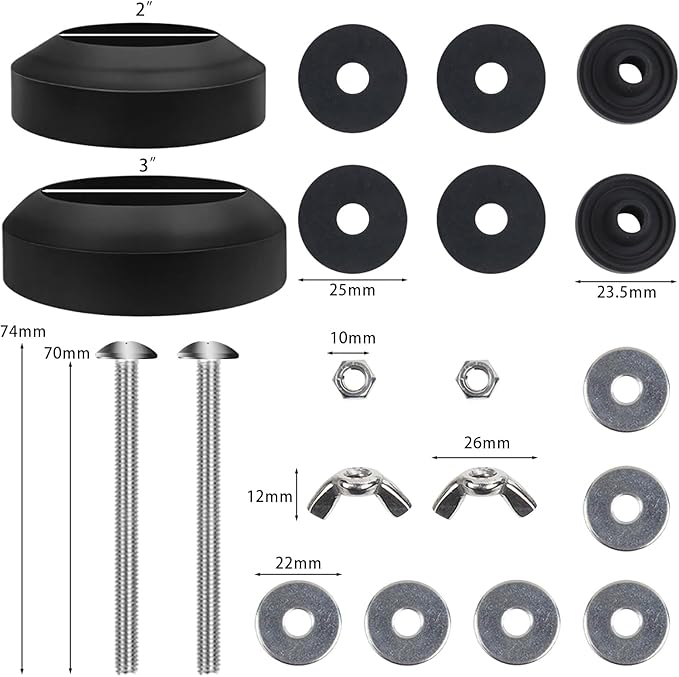 Universal Toilet Tank to Bowl Gaskets Kit, 2PCS 2.75‘’ Heavy Duty Toilet Tank Bolts Replacement, Fits Most 2-Inch and 3-Inch Leak Resistance Toilet Flush Valve Opening