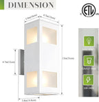 harriet Porch Lights Outdoor Modern - IP64 Waterproof Aluminum and Tempered Glass Cover, 13" Rectangular Up/Down Wall Sconce for Porch, Garage & Patio, Exterior Lighting, White, 2 Pack