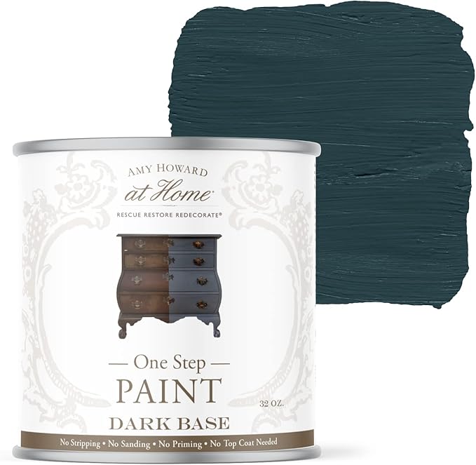 AMY HOWARD AT HOME Chalk-Based One Step Paint for Furniture, Cabinetry, Decor, Finish, and More | No Stripping, Sanding, or Priming | Dark Base | 16 Ounce | Brooks Grey