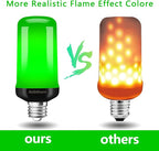 Flame Light Bulbs, 4 Modes LED Flame Effect Light Bulb, E26 Base Flickering Light Bulb with Gravity Sensor,Flickering Light Bulbs Halloween Home Party (Green-2 Pack), AF240301A