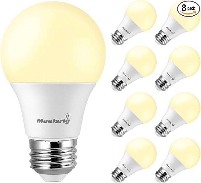 A19 LED Light Bulbs 60 Watt Equivalent, 90 CRI, Dimmable, Warm White 3000K, 760 Lumens, E26 Base, 120V, 8W LED Bulbs for Bedroom Living Room, 8-Pack