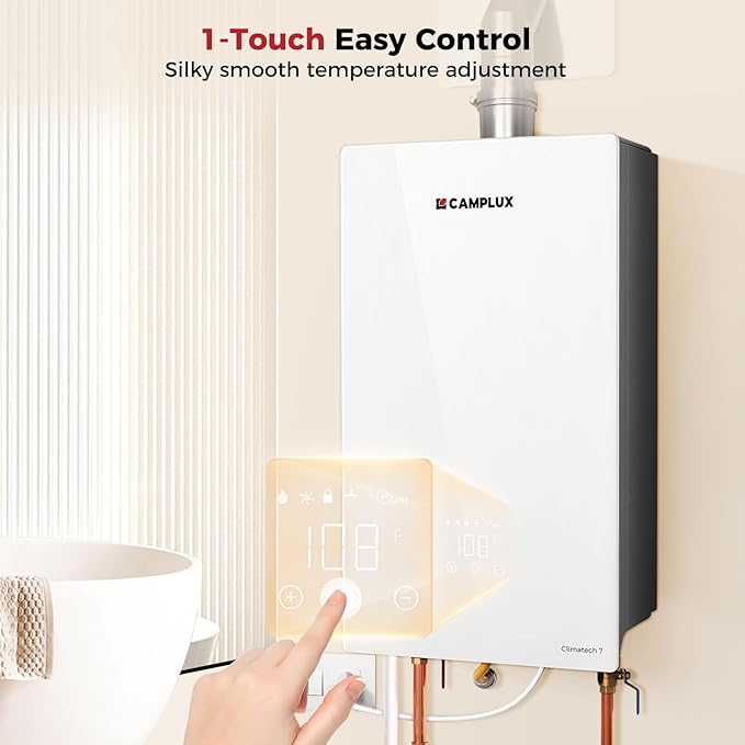 CAMPLUX Climatech 7 Tankless Water Heater Propane 170,000 BTU, 6.86 GPM Residential Instant On-Demand Tankless Hot Water Heater Liquid Propane, Indoor Installation, CA686WLP, Real Parameters, No False
