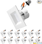 NUWATT 12 Pack, 4 Inch Square Can Light, 4" Square Retrofit LED Recessed Lighting, 5CCT Selectable 2700K/3000K/3500K/4000K/5000K, 750 Lumens, 11W, Dimmable Ceiling Light, Wet Rated Downlight, ETL