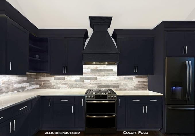 ALL-IN-ONE Paint, Durable cabinet and furniture paint. Built in primer and top coat, no sanding needed. Includes our 30 featured color card - Polo (dark navy), Gallon