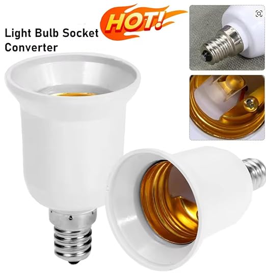 5-Pack E12 to E26 Adapter, Chandelier Light Socket, Candelabra E12 to Medium Socket E26/E27 Converter Bulb Base Adapter Converter for Ceiling Fans Light, Pendant Light