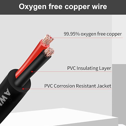 12 Gauge Wire 2 Conductor 12 AWG Electrical Wire Stranded PVC Cord Oxygen-Free Copper Cable 50FT Pure Copper Electrical Wire Cord for LED Lamp Lighting Strips Automotive…