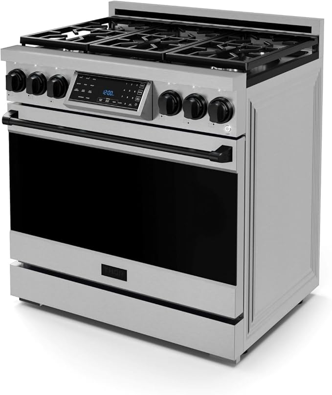 Gordon Ramsay by THOR Kitchen 36 Inch Professional Liquid Propane Range with Tilt Panel Touch Control in Stainless Steel/Black