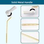 Hygie Rinse Metal Toilet Handle Lever Flush Replacement, 2PCS Universal Side Mount Toilet Handle with Stainless Steel Flapper Chains, Toilet Repair Kit, White