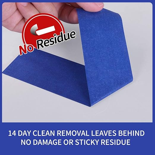 ADHES Blue Painters Tape 2 inches Wide, Masking Tape for Painting, 6 Rolls x 2 Inches x 55 Yards, Paint Tape No Residue Outdoor Anti UV Multi Surface Use, Total 330 Yards
