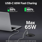 Jgstkcity Desktop Power Grommet, 65W USB C Fast Charging Port, Flush Mount Recessed Power Strip 3inch Hole,2 Outlets,4 USB Ports, Countertop Outlet (Black, 65W USB Port)