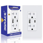 USB Wall Outlet, Charger Outlets Receptacles with 4.2A USB C Ports, 20 Amp Duplex Tamper Resistant Receptacle Plug with USB Electrical Outlet, Wall Plate Included, ETL Listed，White, 1 Pack